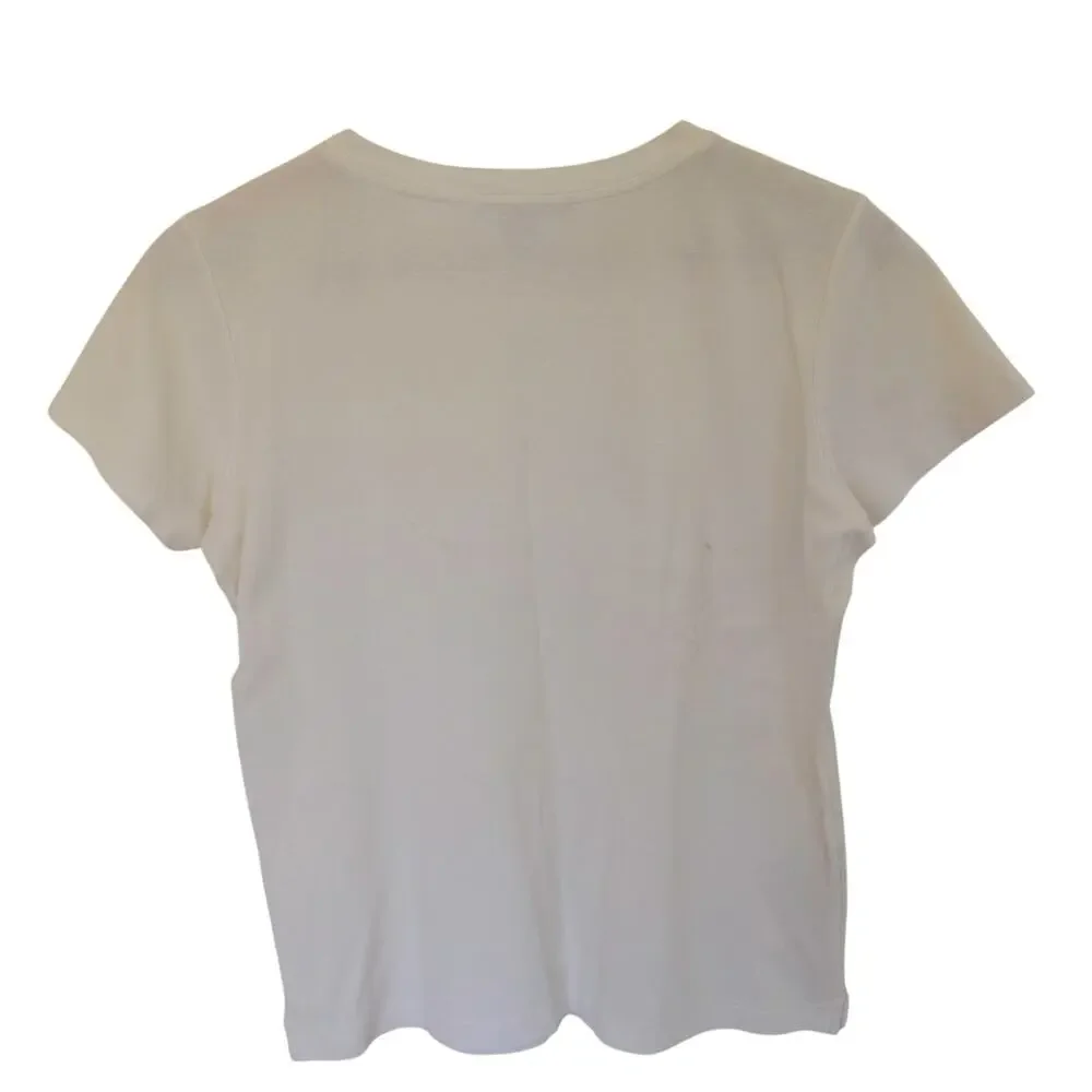 Louis Vuitton White Cotton Lace Applique Short Sleeve T-Shirt